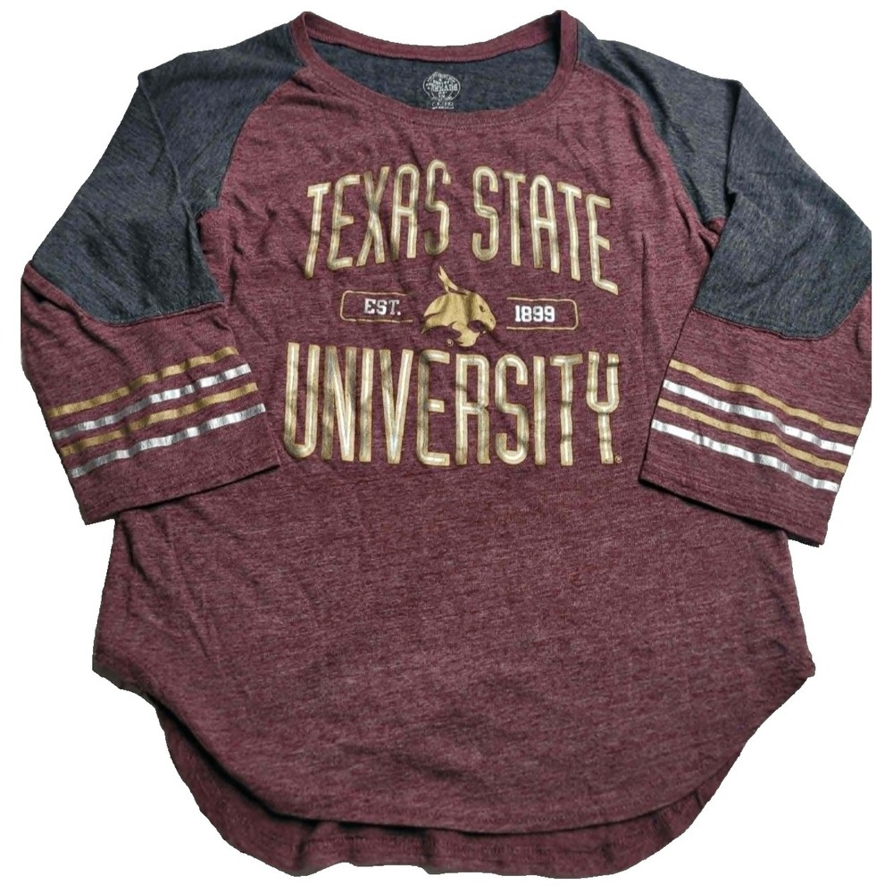 Rivalry Threads Texas State University TSU Bobcats 3/4 Sleeve Raglan Women's SM